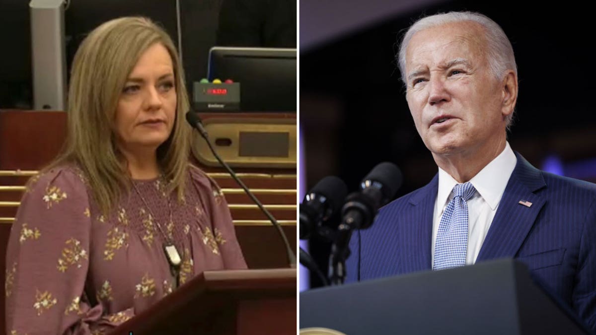 Kelly Barnett on left and Pres. Joe Biden on right