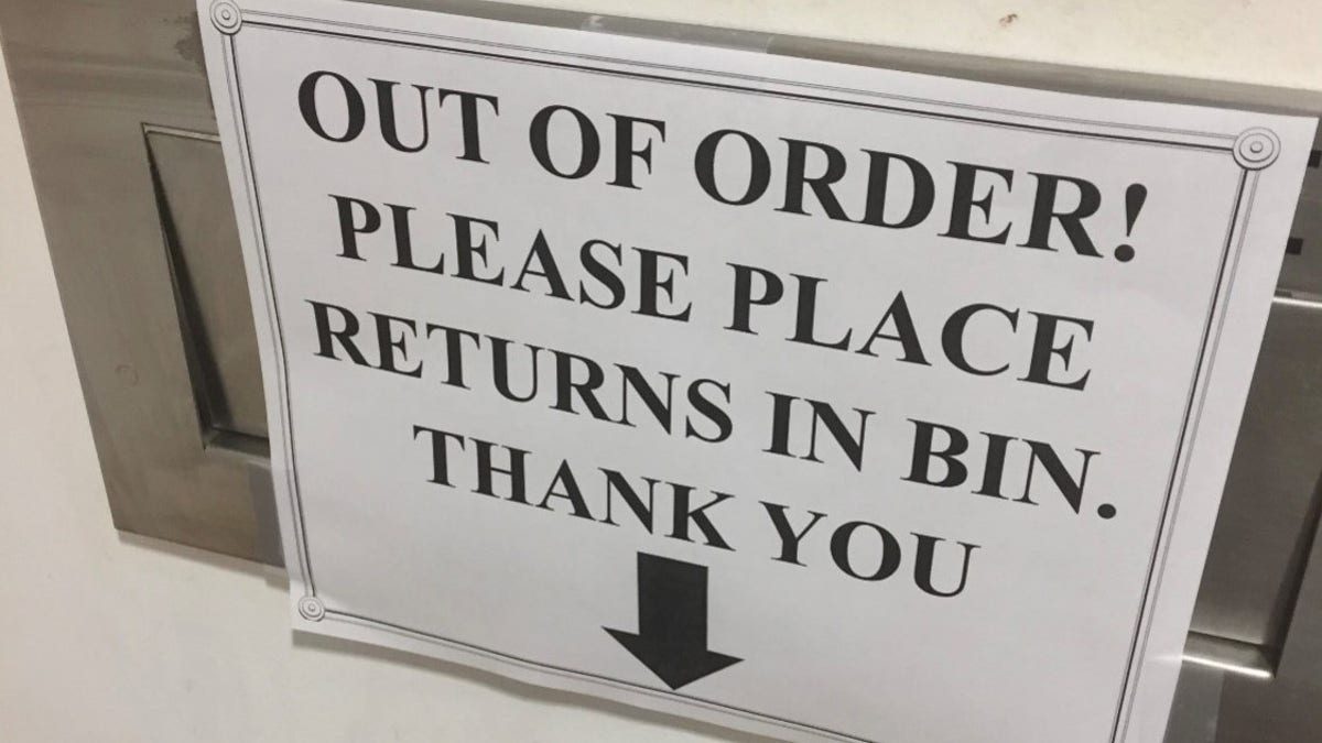 Library "out of order" sign