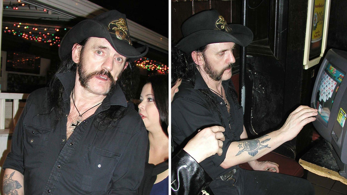 Lemmy from Motorhead plays video poker at Rainbow Bar in Hollywood