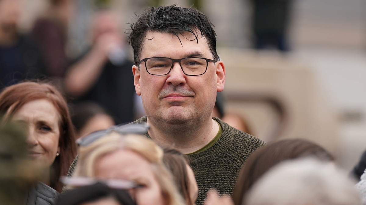 Graham Linehan at a protest