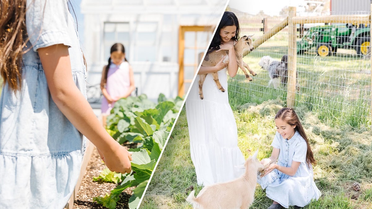 Homeschool kids learning on a farm