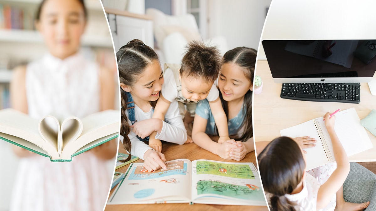 Homeschool kids reading books