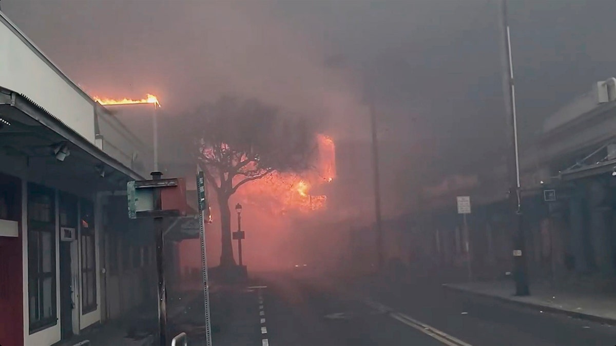 fire from street of Lahaina