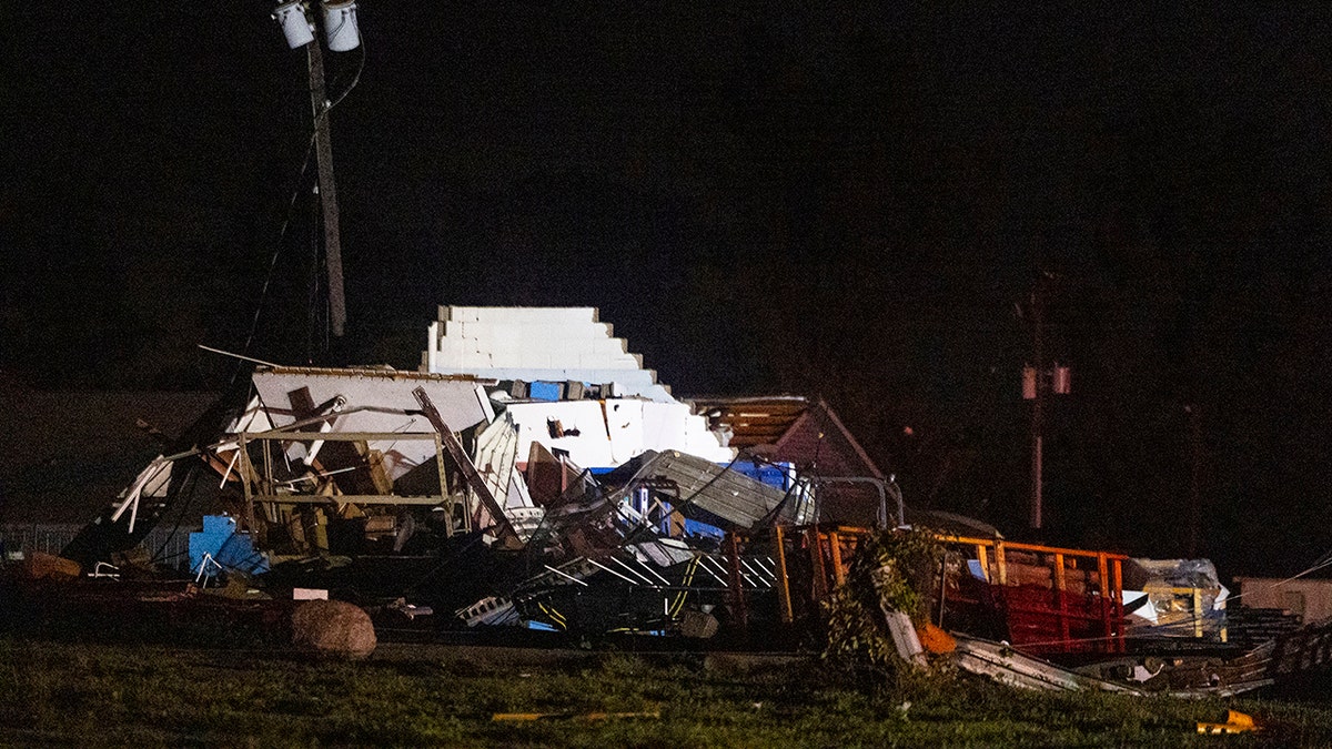 A building destroyed by storms in Kent County