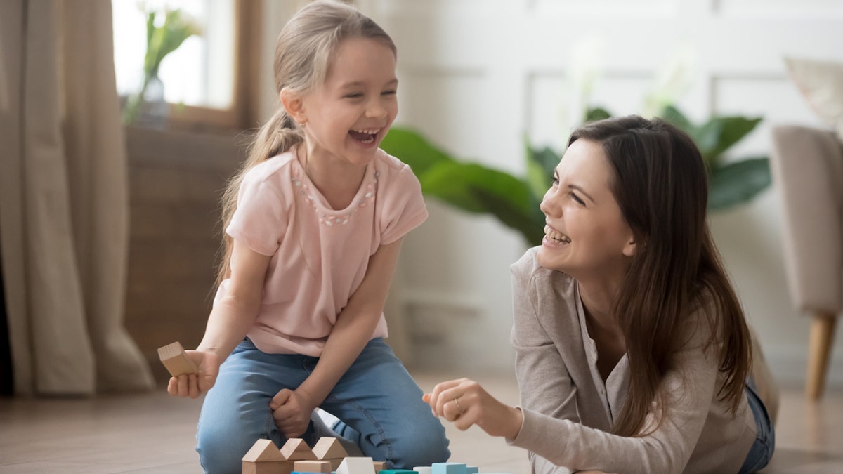 happy mom and child