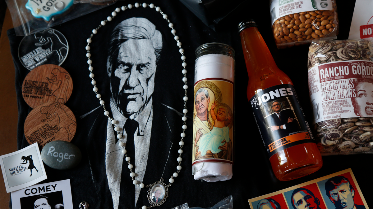 Faux-religious and humorous items devoted to the Trump investigation