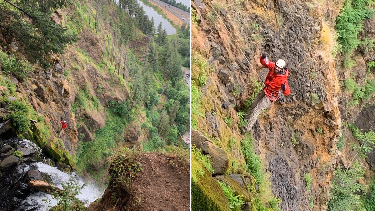rescue climber rappelling cliffside