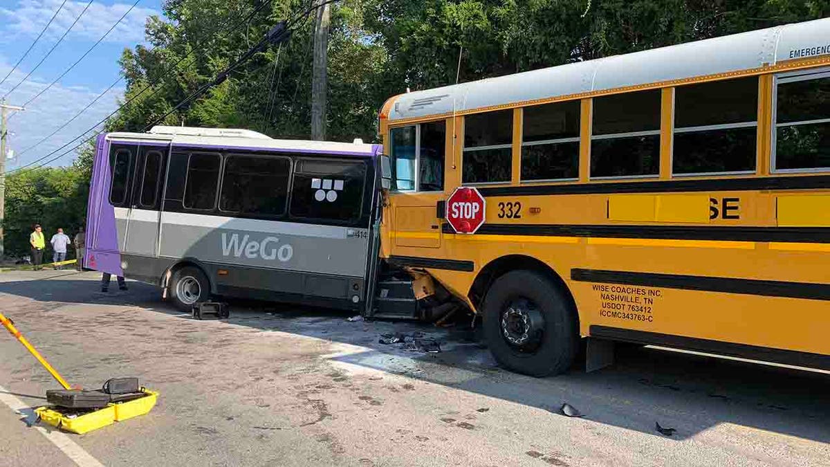 school bus and WeGo bus crash