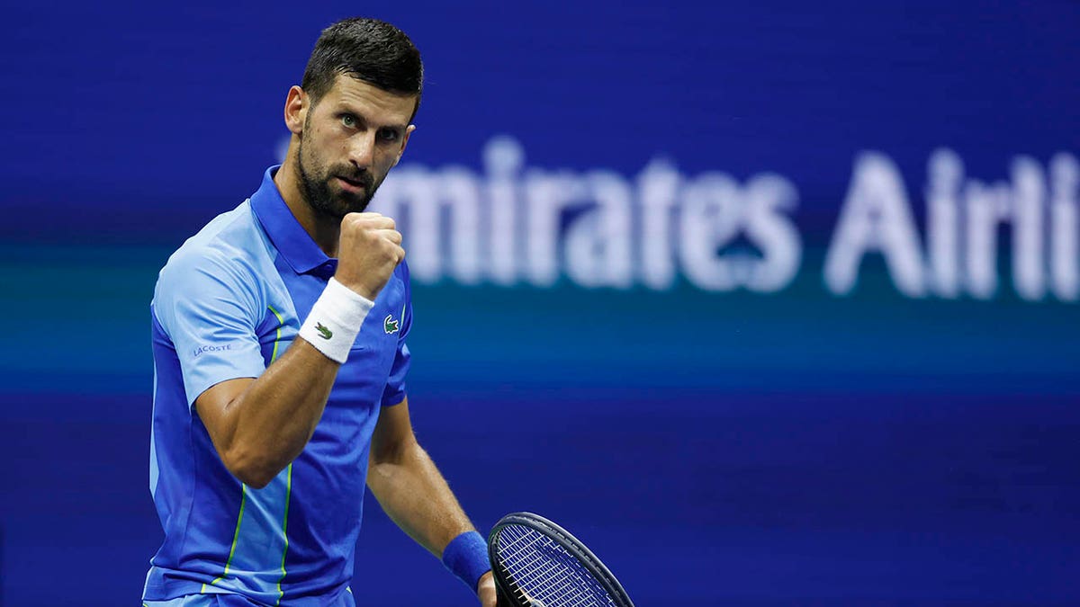 Novak Djokovic celebrates a point