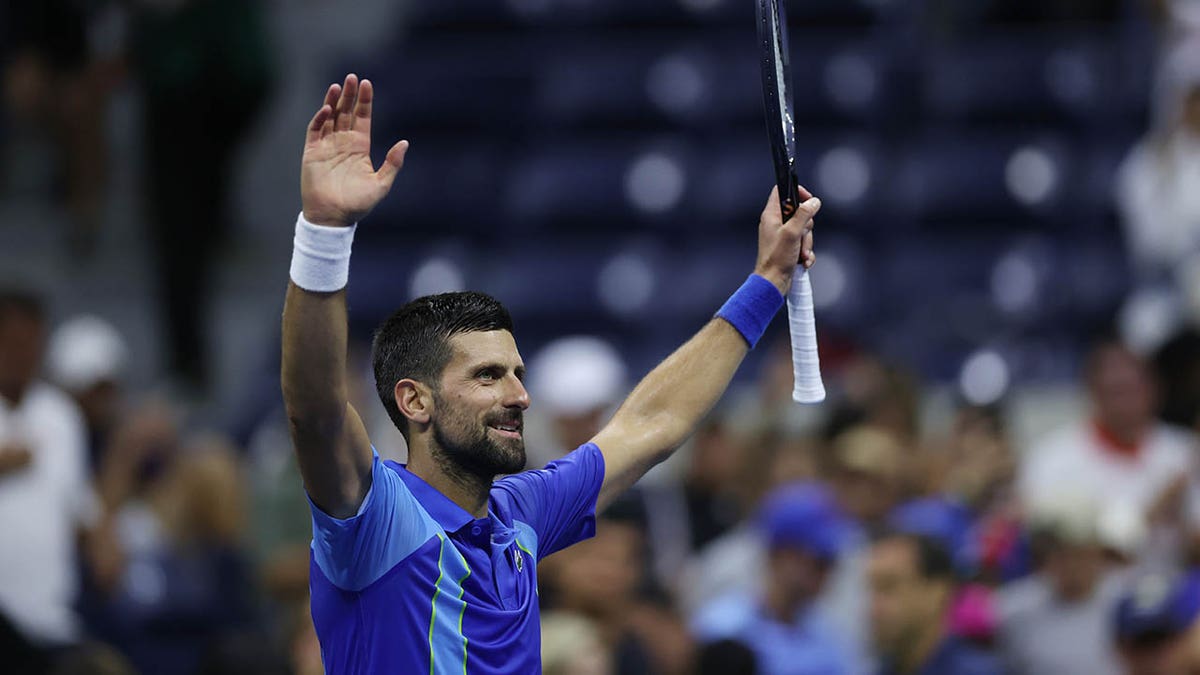 Novak Djokovic celebrating