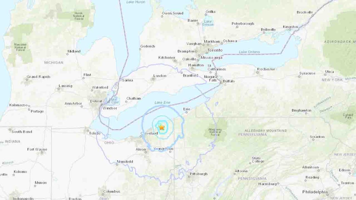 map of earthquake zone in ohio