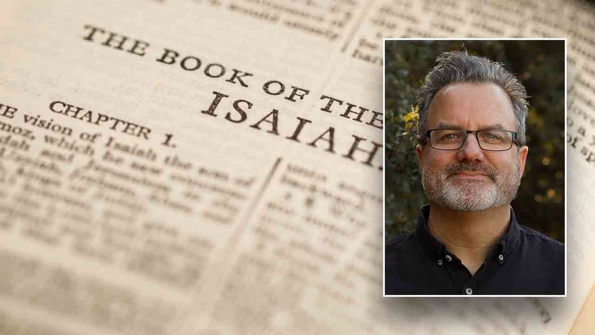 Book of Isaiah page with an inset of Chris Fraley, a pastor
