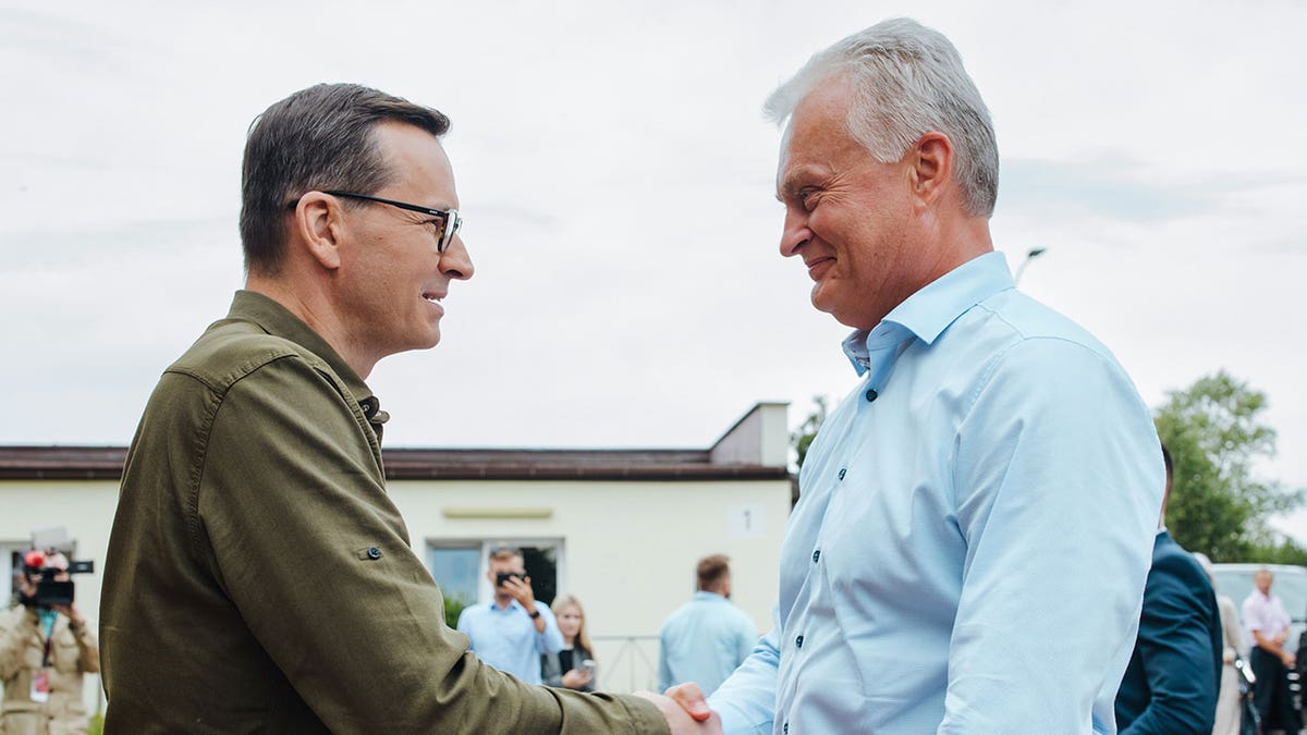 Polish and Lithuanian prime ministers shake hands