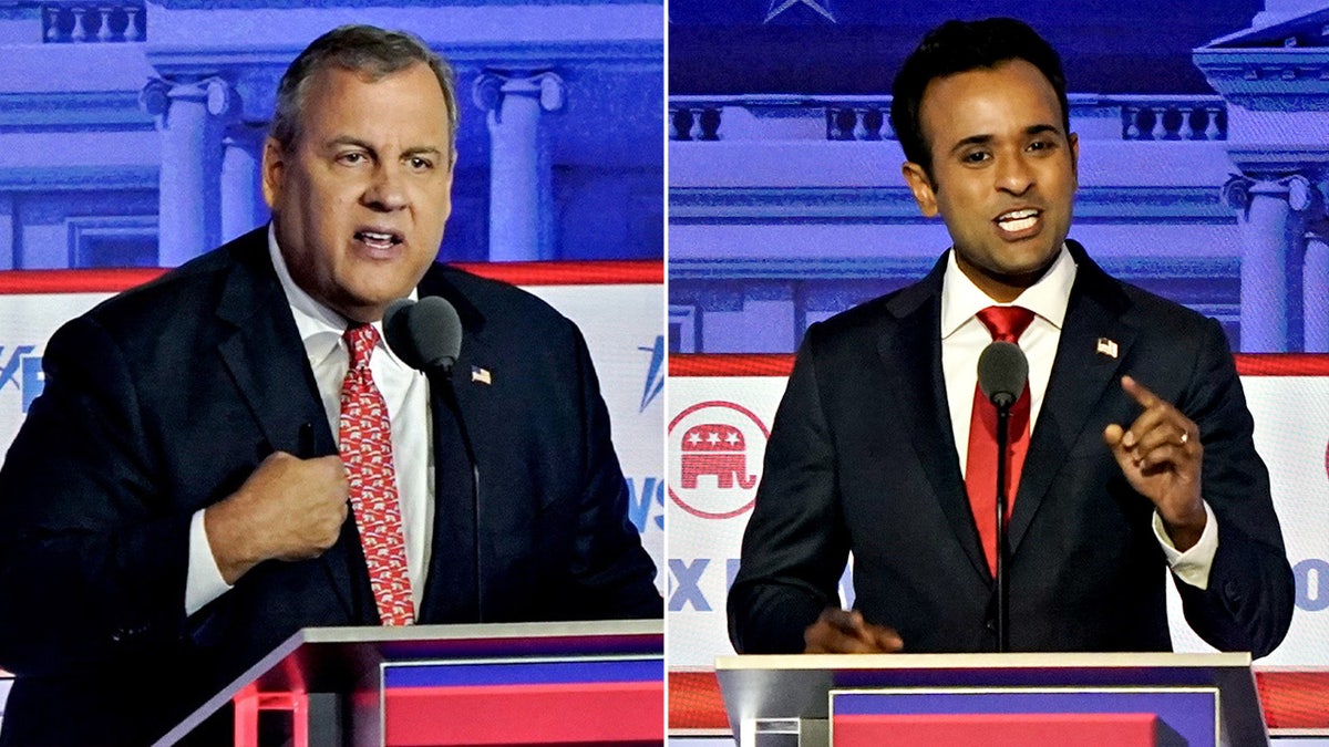 side-by-side of Christie and Ramaswamy