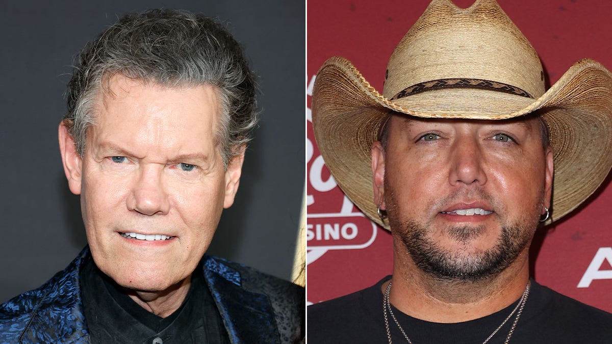 A split image of Randy Travis and Jason Aldean