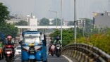 Skyscrapers look faded due to poor air quality in Jakarta