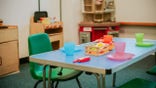 empty table with childrens toys
