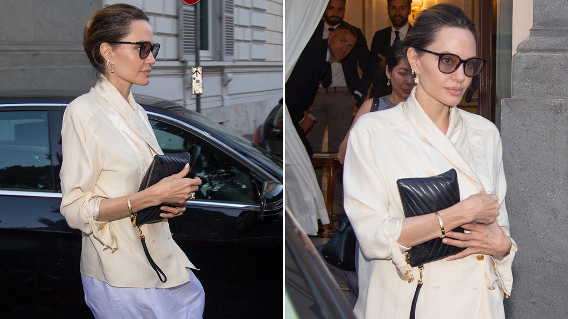 Angelina Jolie outside her hotel in Rome