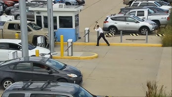 United Airlines pilot caught on video taking ax to parking lot barrier
