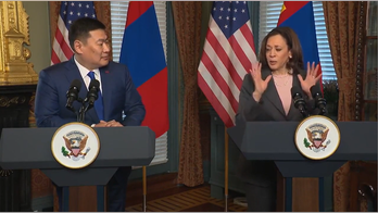 Kamala Harris repeats the phrase 'our space cooperation' three times in less than 30 seconds