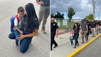 Utah police ‘fill in dads’ walk son of fallen officer to first day of kindergarten