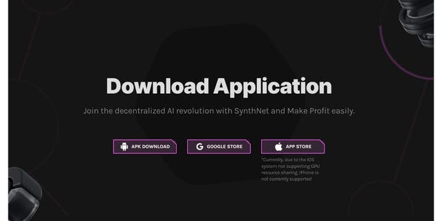 Screenshot of instructions to download SynthNet AI mining app