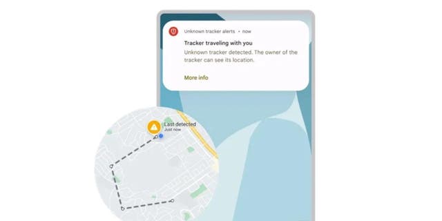 Screenshot of the Google notification with a map.