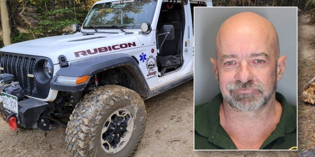 A photo of William Tidwell over a photo of William Tidwell's search-and-rescue truck