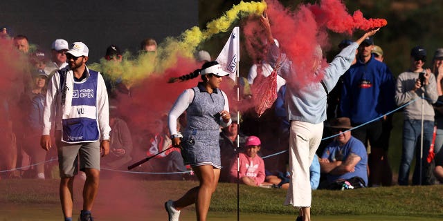 Protesters disrupt the final round of the AIG Women's Open