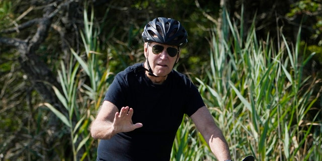 Biden rides bike