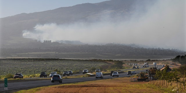 Smoke over a mountain in Hawaii