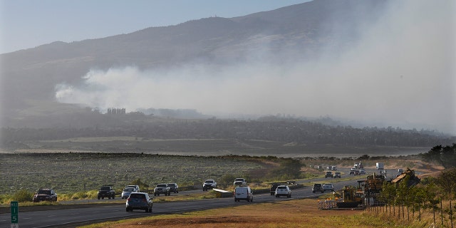 Smoke over a mountain in Hawaii