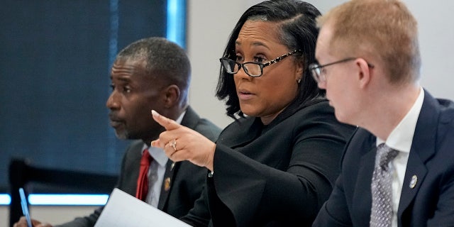 Fani Willis points in courtroom
