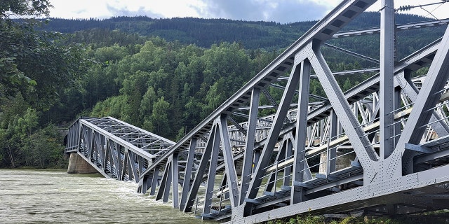 Collapsed railway bridge