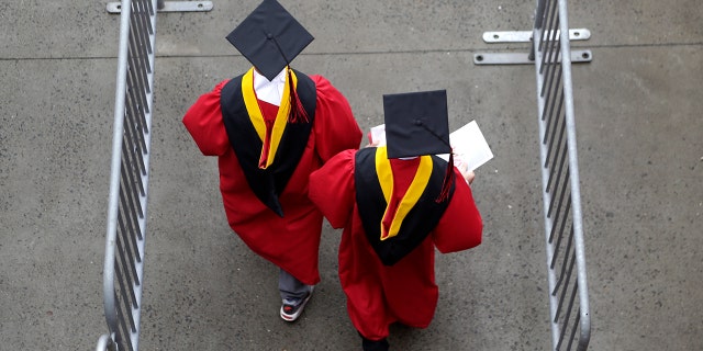 Graduates walking