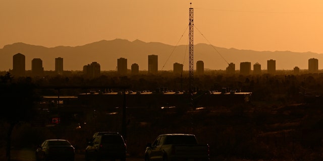 Phoenix buildings before sunset in the heat