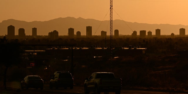 Phoenix buildings before sunset in the heat