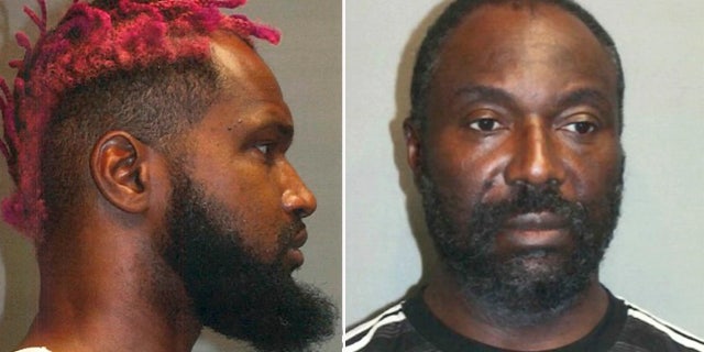 Booking photos of two men who allegedly kidnapped a doctor from the Brooklyn Mirage.
