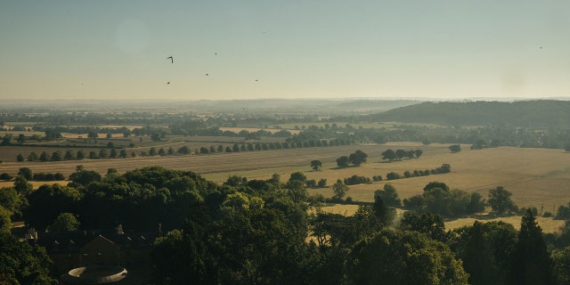 Landscape of the English countryside where Belvoir Castle is located