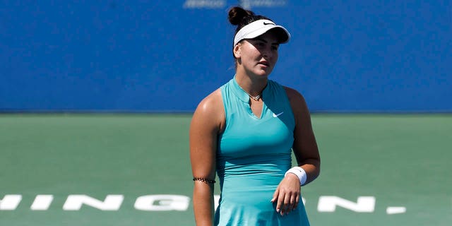 Bianca Andreescu reacts to a missed shot