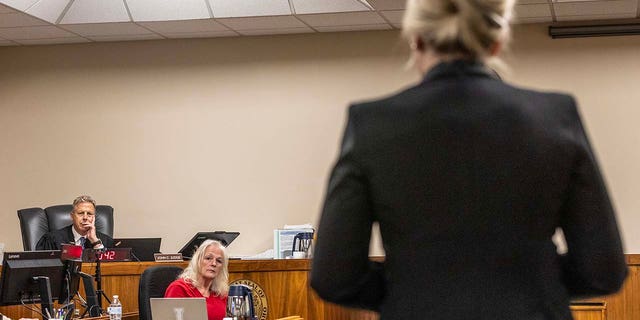 Anne Taylor talks to Judge John Judge during Bryan Kohberger’s hearing