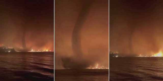 fire tornado over Gun Lake