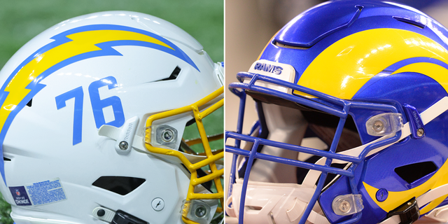 Chargers and Rams helmet