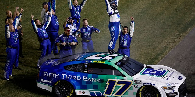 Chris Buescher celebrates