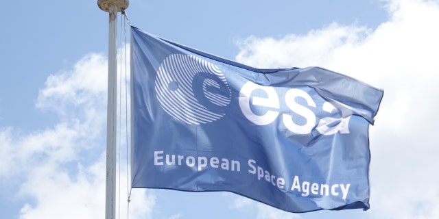 A European Space Station flag flies