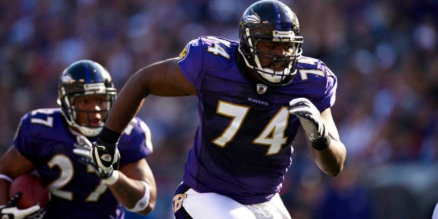 Michael Oher in action for the Ravens