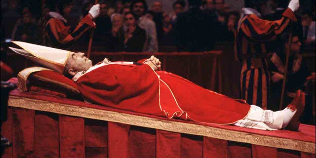 Pope John Paul I lying at his funeral