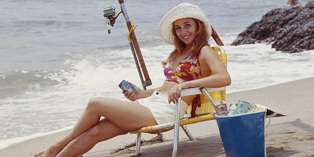 Woman on beach chair