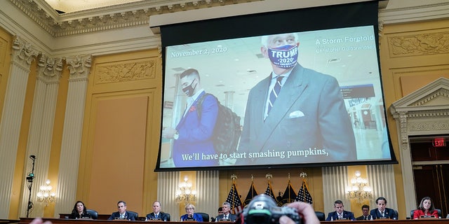 Roger Stone on screen at a committee hearing on January 6