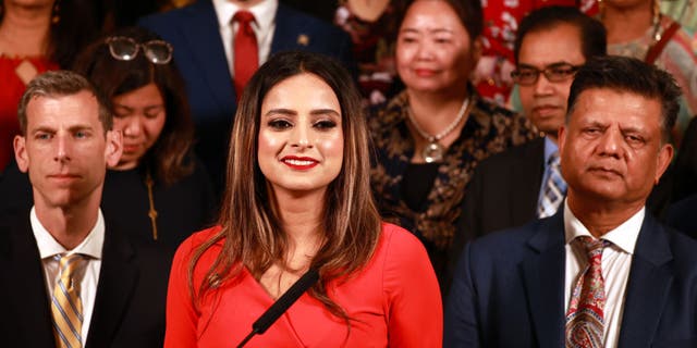 Jenifer Rajkumar speaks at event